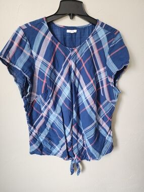 Maurices Plaid Tie-Front Blouse Size 2x